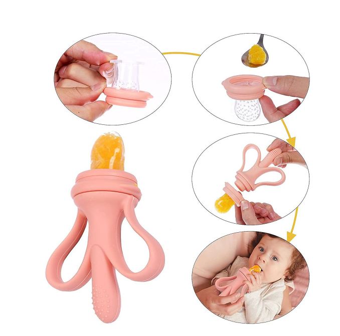 2 in 1 Soft Silicone Banana Teether Fresh Food Baby Snack Feeder